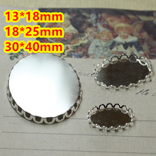 Cabujón de 13x18mm,18x25mm,30x40mm, 100 Uds., en plata con forma ovalada, base de vacíos que de Cameo para vidrio/pegatinas 2024 - compra barato