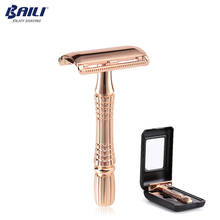 BAILI Upgrade Wet Shaving Safety Blade Razor Shaver Handle Barber Men's Manual Beard Hair Care with 1 Travel Case BD178 2024 - buy cheap