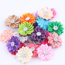 Nishine 1.6" 50pcs/lot 16 Petaled Rosette Satin Ribbon Flowers With Acrylic Button Used for Diy Headband Clips Hair Accessories 2024 - buy cheap