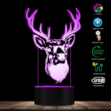 Luminária de mesa decorativa 3d formato de rena, luz de mesa criativa para animais selvagens, animais selvagens 2024 - compre barato