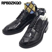 Italy Men Party Shoes Classic Patent Leather British Style Dress Oxfords Animal Print Plus Size Square Toe Bee Black Italian 2024 - buy cheap