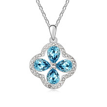 Austrian Blue Crystal Four Leaf Flower Pendant Necklace Fashion Jewellery For Girl Women Jewelry Trendy Accessories Gift NXL0127 2024 - buy cheap