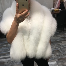 Genuine Fox Fur Shawl For Women Real Fox Fur White Color Female Capes And Wraps For Wedding Bride Winter Outwear Pashmina 2024 - buy cheap