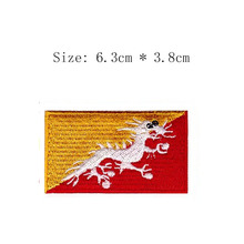 Bhutan 2.5" wide embroidery flag patch dragon  emblem Wholesale free shipping iron sew left chest for backbag sweater clothing 2024 - buy cheap