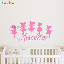 Pegatina de pared personalizada con nombre de chica bailarina, calcomanía de papel tapiz para habitación de bebé, Mural para el hogar, papel tapiz, decoración de guardería, BA026 2024 - compra barato