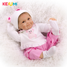 KEIUMI Baby Reborn Toy 22 Inch 55 cm Soft Silicone Vinyl Girl Doll Lifelike Reborn Baby Doll Cloth Body For Kid Christmas Gift 2024 - buy cheap