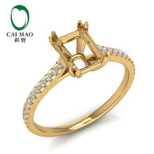 Обручальное кольцо, ювелирные изделия, 14 к, желтое золото, натуральное 0.23ct бриллиантовое полукрепление 6x8 мм, с изумрудной огранкой 2024 - купить недорого