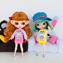 1PCS Cat Pattern Plush Long Sweater for 1/6 Blyth, Licca, Azone Doll Clothes Accessories 2024 - buy cheap