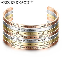 AZIZ BEKKAOUI 3 Colors Stainless Steel Open Cuff Bangles for Women Romantic Bracelets Love Jewerly Best Gift Dropshipping 2024 - buy cheap