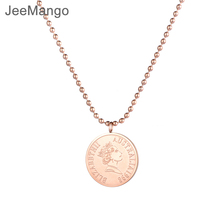 JeeMango Rose Gold Color Round Coin Pendant Necklace For Women Simple Portrait Charm Necklace Dainty Gifts JN18236 2024 - buy cheap