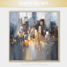 Artist Hand-painted High Quality Abstract City Building Oil Painting on Canvas Fine Art New York Modern Skyscraper Oil Painting 2024 - buy cheap