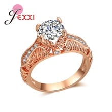 New AAA Zircon Engagement Rings for women Rose gold color Wedding rings female anel Austrian Crystals Jewelry top quality 2024 - buy cheap