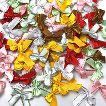 Upick-Mini cinta satinada con lazos de flores doradas, regalo, decoración de boda artesanal, A344, 100 Uds. 2024 - compra barato