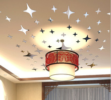 43 pçs 3d estrelas acrílico espelho estrela do teto adesivos de teto decoração tv fundo parede quarto adesivo 2024 - compre barato