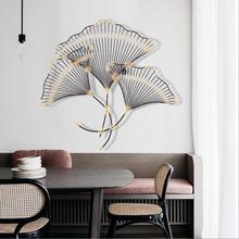 Modern Wrought Iron Leaf Wall Hanging Decoration Crafts Hotel Livingroom Sofa Background Corridor 3D Wall Sticker Mural Ornament 2024 - buy cheap