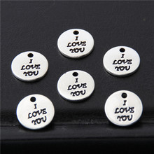 50 Uds. De colgantes de palabras redondas de Color plateado, letras I Love you, regalos colgantes para amantes, accesorios de joyería, 10mm, A3058 2024 - compra barato