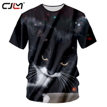 CJLM Kuroneko Black Cat 3d Printed T Shirt Men Crewneck T-shirt Animals Tee 2018 Summer Unisex Short Sleeves Top Dropship 2024 - buy cheap