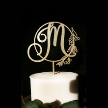 Custom Wreath Monogram Wedding Cake Topper Persoanalized Initials Letter Wedding Cake Topper Shower Birthday Cake Flags 2024 - buy cheap