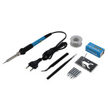 Adjustable Temperature Electric Soldering Iron Kit+5pcs Tips Portable Welding Repair Tool Set Tweezers Solder Wire 220V 60W 2024 - buy cheap