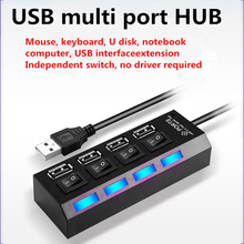 USB концентратор 2,0 Мульти USB 2,0 концентратор Высокоскоростной LED 4/7 портов USB сплиттер для ПК компьютера аксессуары ноутбук с вкл/уп 2024 - купить недорого