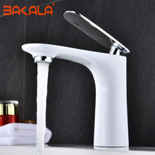 BAKALA Free Shipping New arrival Bathroom WHITE Basin Faucet Gold finish Brass Mixer Tap with ceramic torneiras para banheiro 2024 - buy cheap