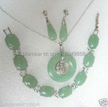 Hot sale FREE SHIP>>>Jewellery jade bracelet pendant necklace earrings sets 2024 - buy cheap