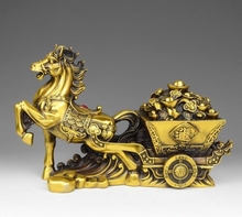 Estatua de decoración artística de carro de caballo, estatua Fengshui Yuanbao de latón de 10 China, riqueza 2024 - compra barato