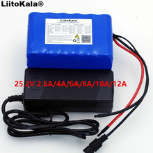 Liitokala-bateria de íon-lítio 24v, 6s, 4a, 6a, 8a, 10a, 18650, 12ah, para bicicleta, 25.2 w, e-bike, motor + carregador 2024 - compre barato