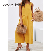 Jocoo Jolee Women Casual Loose Long Jumpsuit Solid Strap Wide Leg Jumpsuit Tie Up Backless Solid Color Vacation macacao feminino 2024 - buy cheap