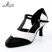 Ladingwu-zapatillas clásicas de cuero genuino para mujer, zapatos de baile de salón, Salsa latina, color negro, color blanco 2024 - compra barato