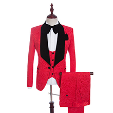 New Arrival Jacquard Groomsmen Shawl Lapel Groom Tuxedos Men Suits Wedding/Prom Best Man Blazer ( Jacket+Pants+Vest+Tie) A44 2024 - buy cheap