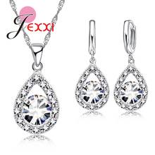 Women Bridal Wedding Engagement Jewelry Set Waterdrop CZ Crystal 925 Sterling Silver Necklace Earring Lady Jewelry Set 2024 - buy cheap