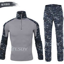 Uniforme del ejército de combate táctico para hombre, conjunto de ropa de camuflaje, camisas de caza Airsoft, uniformes militares de EE. UU., pantalones de carga con Codera y rodillera 2024 - compra barato