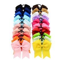 20Pcs/Lot Hair Bow Elastic Hair Bands Rope Ponytail Holder Kids Fabric Newborn Girls Hair Accessories Fashion Cheerleading Bows 2024 - buy cheap