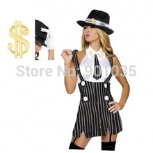 FREE SHIPPING S-2XL 254 Roaring 20s Pin Stripe Sexy 1920s Gangster Girl Chicago Mob Charleston Costume 2024 - buy cheap