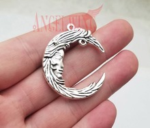 5pcs/lot--38x32mm, Antique silver plated double sided moon face charms,DIY supplies,Jewelry accessories 2024 - buy cheap