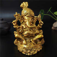 Estatua del Señor Ganesha de oro, esculturas de Buda, elefante, Dios, adornos de ganesto, decoración artesanal del jardín del hogar, estatuas de Buda 2024 - compra barato