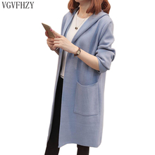 2018 Women's Autumn Winter Hooded Cardigan Sweater Long Sections Wool Sweaters fashion Loose Thick warm Knitted Cardigans LY1183 2024 - buy cheap