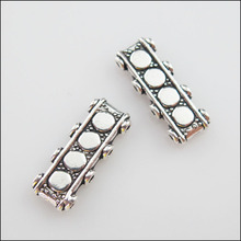 Модные 25 шт тибетские серебряные 4 отверстия прямоугольные разделительные бусины соединители амулеты 6.5x17mm 2024 - купить недорого