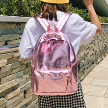 Kpop mochila brilhante feminina, mochila de grande capacidade casual para meninas, bolsa para laptop, bolsa de couro pu para viagem 2024 - compre barato