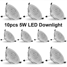 Luminária de teto embutida com controle de intensidade, 10 fábricas, 5w, luminária embutida, 110v, 220v, para quarto, ambientes internos