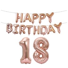 Globos de aluminio de feliz cumpleaños, banderines con letras de feliz cumpleaños, número 18, 21, 30 y 40, 15 unids/lote 2024 - compra barato