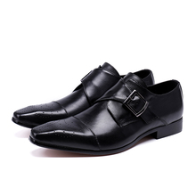 Black Brown Genuine Leather Square Toe Oxford Shoes For Men Buckle Strap Formal Office Dress Shoes Men Male Calzado Hombre 2024 - buy cheap