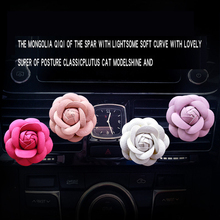 Camellia lovely fashion leather car Air conditioning outlet perfume car perfume car interior accessories car fragrance 2024 - buy cheap