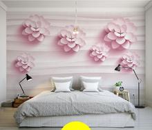 Murais personalizados 3d, papel de parede 3d estéreo com flores rosa quentes, sala de estar, sofá, tv, parede, quarto de crianças, mural de fundo 3d 2024 - compre barato