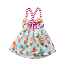Vestido de verano de helado sin espalda con tirantes para niñas y bebés, vestido veraniego para niñas, ropa 6M-5Y 2024 - compra barato
