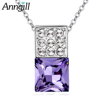 Anngill-colar feminino com pingentes quadrados de swarovski, colar original com corrente, joia para festa 2024 - compre barato