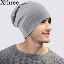 Xthree Female Fall thin Cotton men Skullies Beanies Spring Beanie Hat Solid Hats For Women 2024 - buy cheap