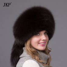 Hot Sale Real Fox Fur Hat for women winter Fox fur beanies cap with fox fur 2020 Solid New thick female cap Bomber Hats HJL-06X 2024 - buy cheap