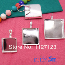 Free ship!200pcs 25mm square cameo base cabochon setting earwires leverback bezel earring blank tray findings nickel free 2024 - buy cheap